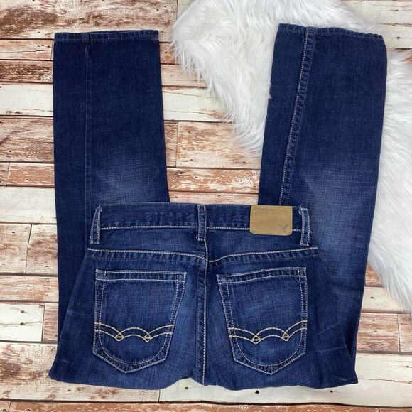 American Eagle Jeans Men's 29x30 Low Rise Boot Cut Wide Distressed Y2K Vintage - Picture 6 of 6